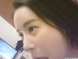 Small-titted Chinese GF everywhere killer outfit gets fucked