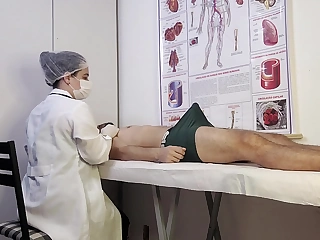 Patient Can't Hold It and Gets Hard in Front of the Nurse During the Exam