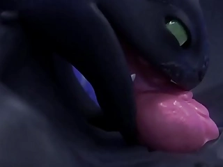 BIG BLACK DRAGON Revitalizing HIS THICK CUM AND SPILLS IT To [TOOTHLESS]